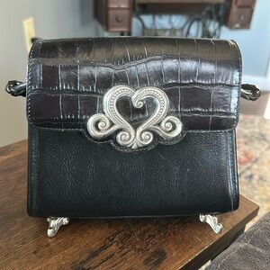 Brighton Black Leather Bag with Silver Accents